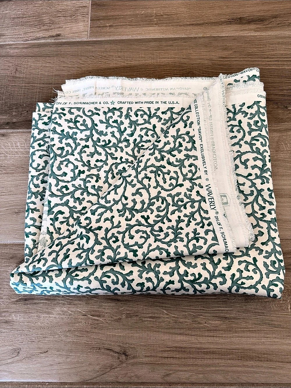 Waverly Savoy Country Elegance Collection Floral Green & Cream Fabric